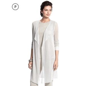 Chico’s Traveler’s Collection Duster Cardigan, Silver, Metallic, size O